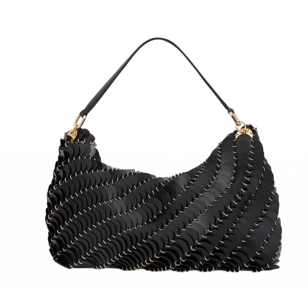 NEW PACO RABANNE leather sholder bag in black
